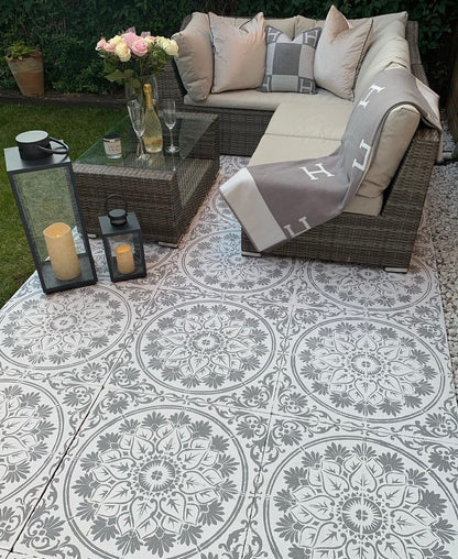 Patio Stencil for Concrete Floor Makeovers 'Varanasi'