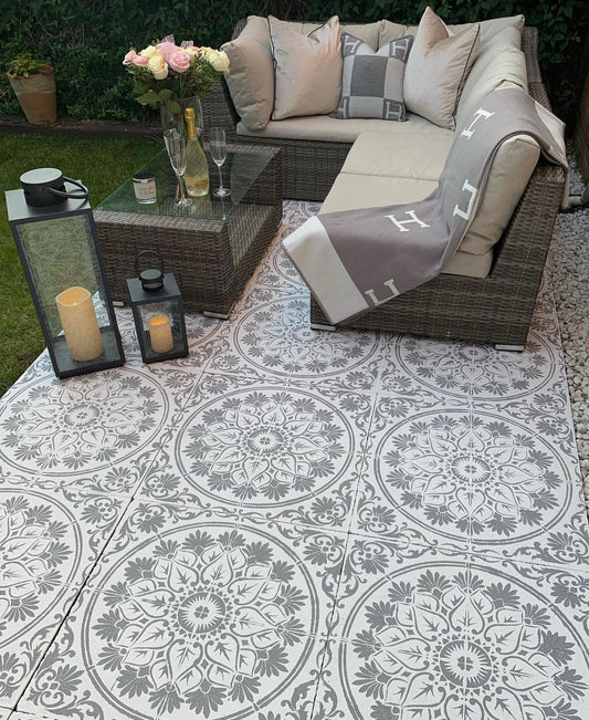 Patio Stencil for Concrete Floor Makeovers 'Varanasi'