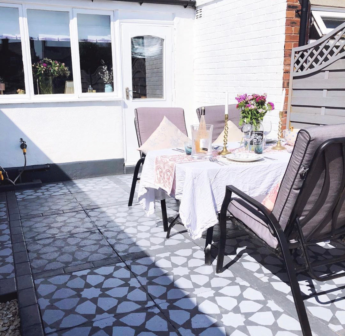 Patio Stencil for Concrete Floor Makeovers 'Amira'