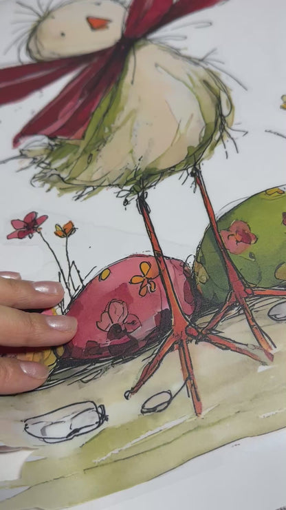 Quirky Easter Chick Border Window Decal