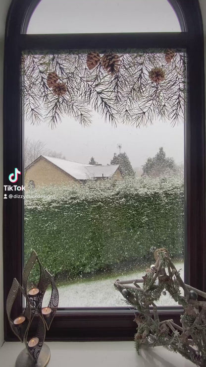 Christmas Pine Cone Border Window Decal