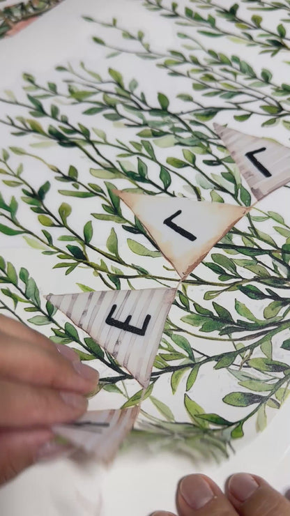 Hello Spring Bunting Quote Leafy Window Decal Border