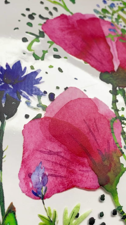 Watercolour Meadow Clear Privacy Film Window Border