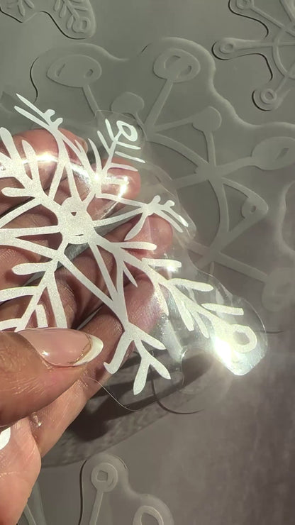 20 White Hand Drawn Snowflakes Window Decals