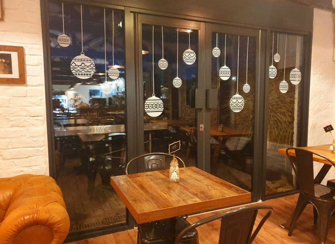 8 x Nordic Baubles Christmas Window Decals