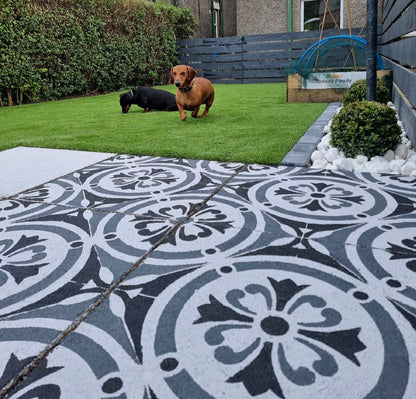Patio Stencil for Budget-Friendly Patio Makeover 'Canterbury'