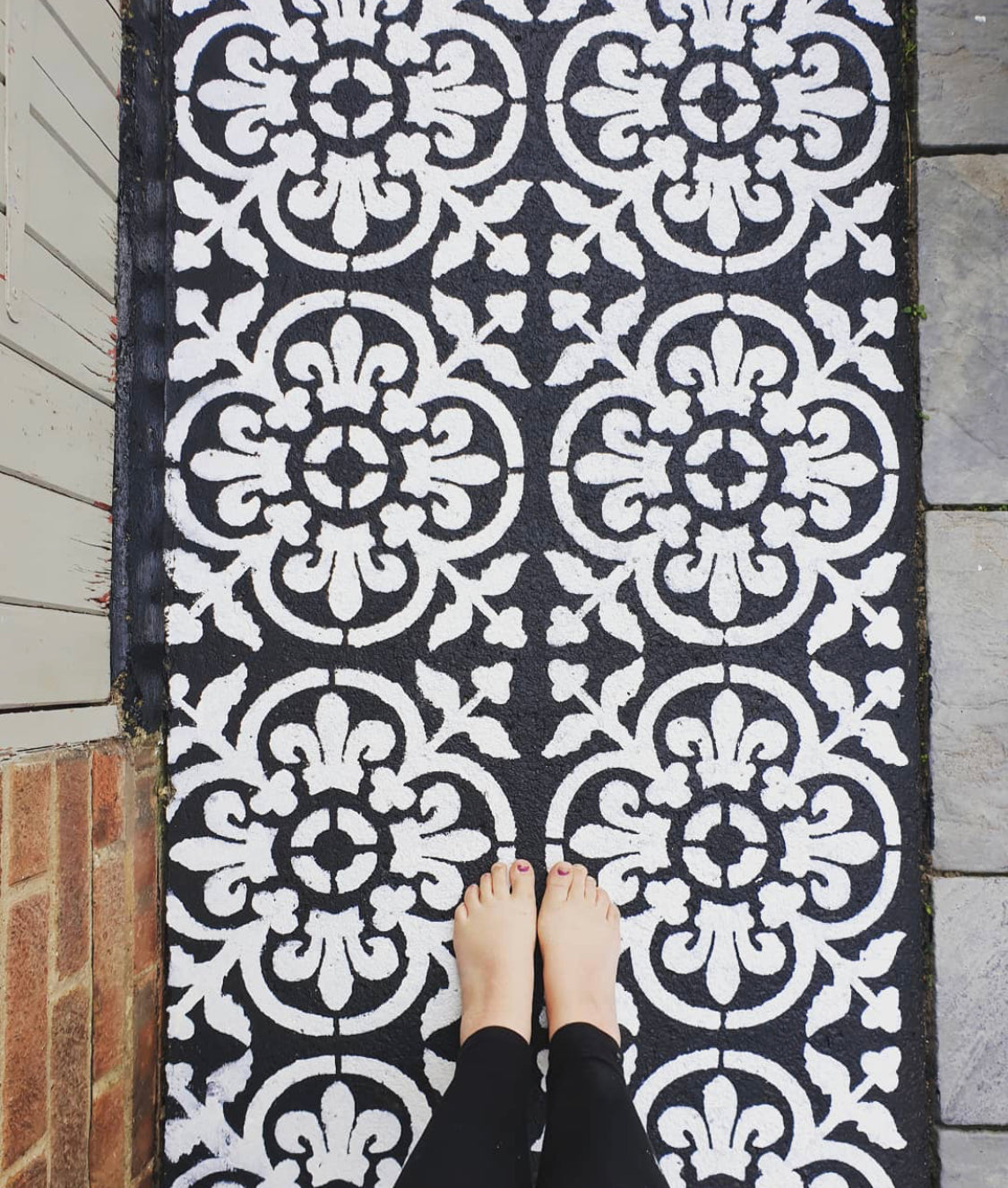 Patio Stencil for DIY Outdoor Tile Effect 'Valencia'