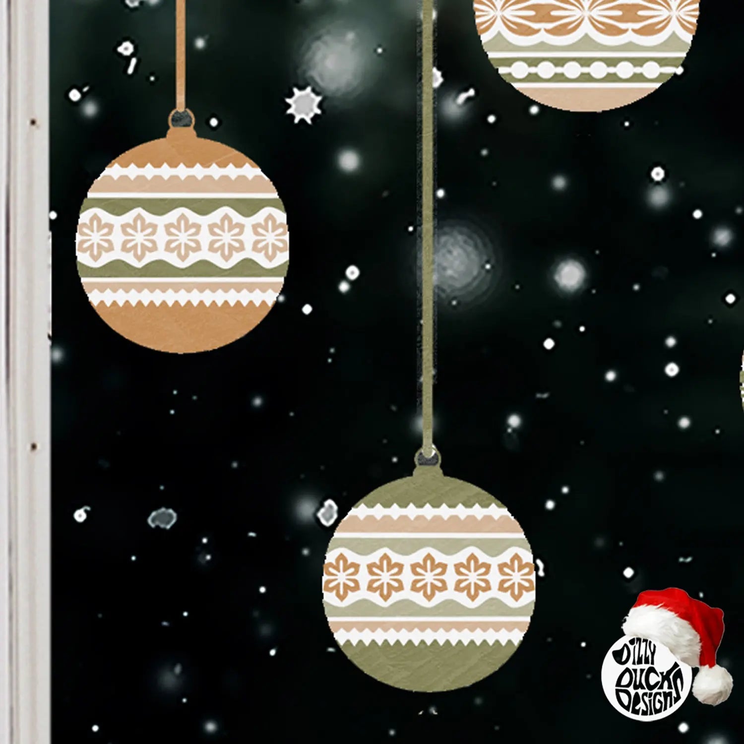 Decal 10 Nordic Christmas Bauble Window Decals - Boho Dizzy Duck Designs