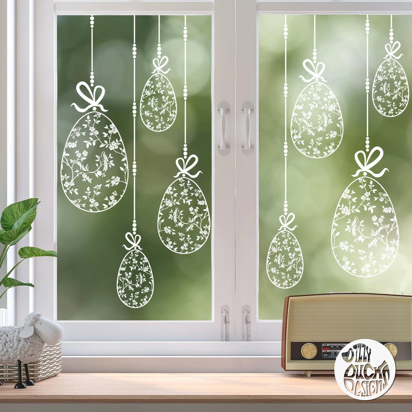 Decal 10 x Chinoiserie Easter Egg Window Decals - Clear Dizzy Duck Designs