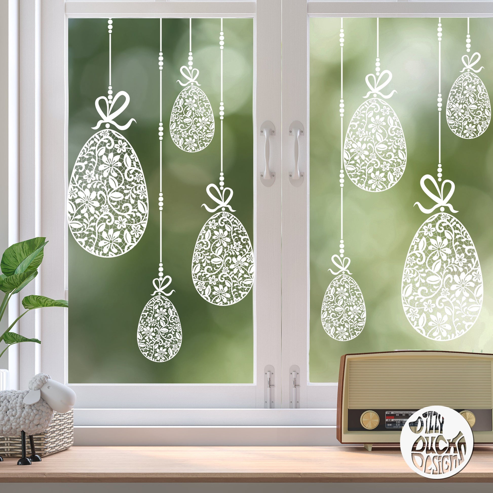 Decal 10 x Lace Easter Egg Window Decals - Clear Dizzy Duck Designs