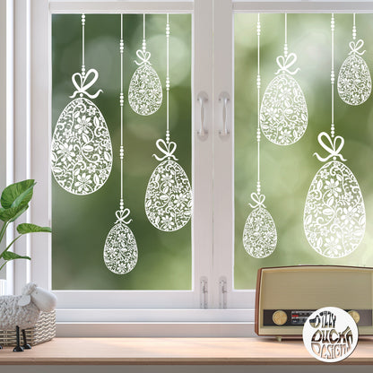 Decal 10 x Lace Easter Egg Window Decals - Clear Dizzy Duck Designs