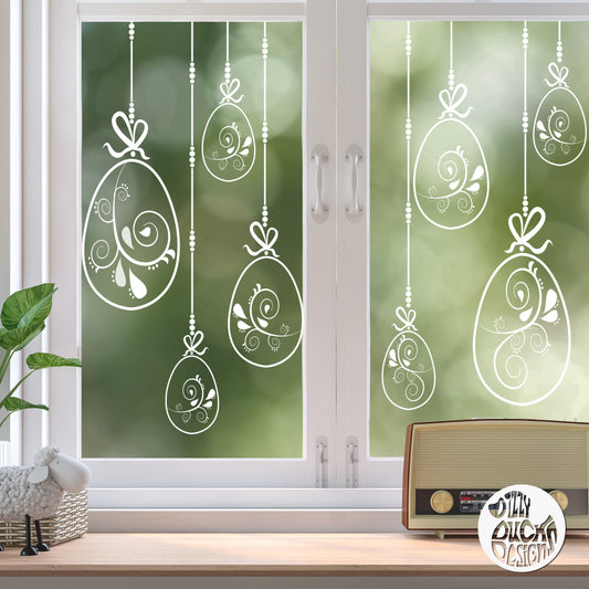 Decal 10 x Swirl Easter Egg Window Decals - Clear Dizzy Duck Designs
