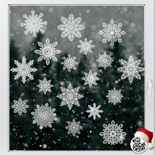 Decal 18 Snowflakes Christmas Window Decals Dizzy Duck Designs