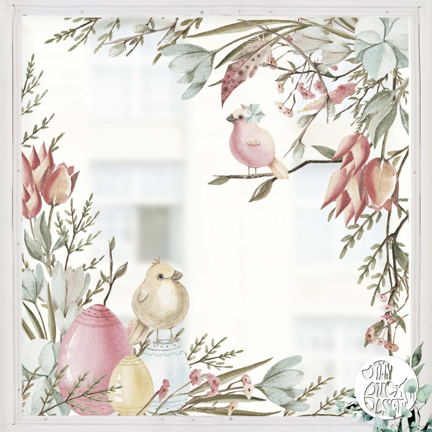 Decal 2x Pastel Spring Flower Corner Window Decals Dizzy Duck Designs