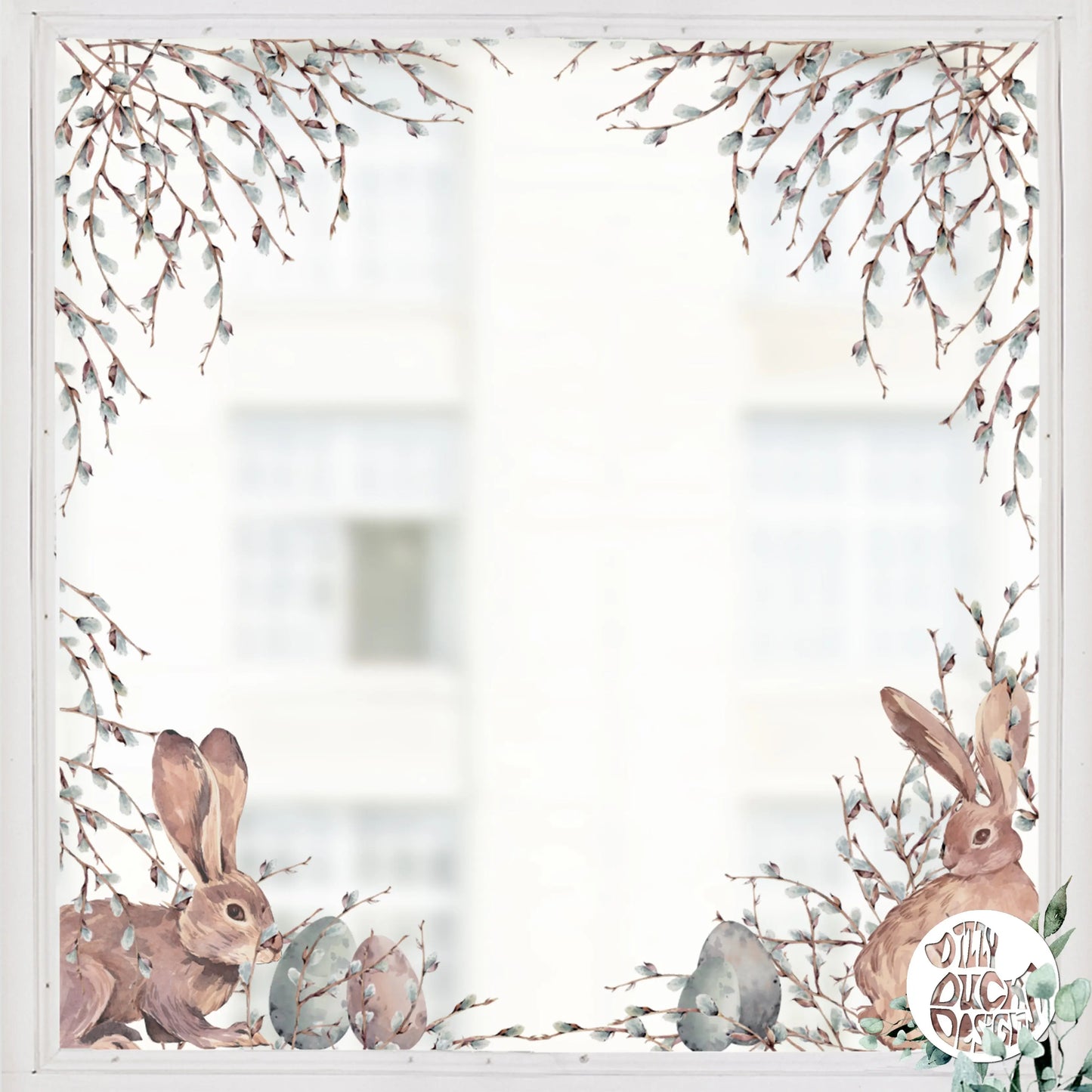 Decal 2x Willow Easter Bunny Window Decal Corners Dizzy Duck Designs