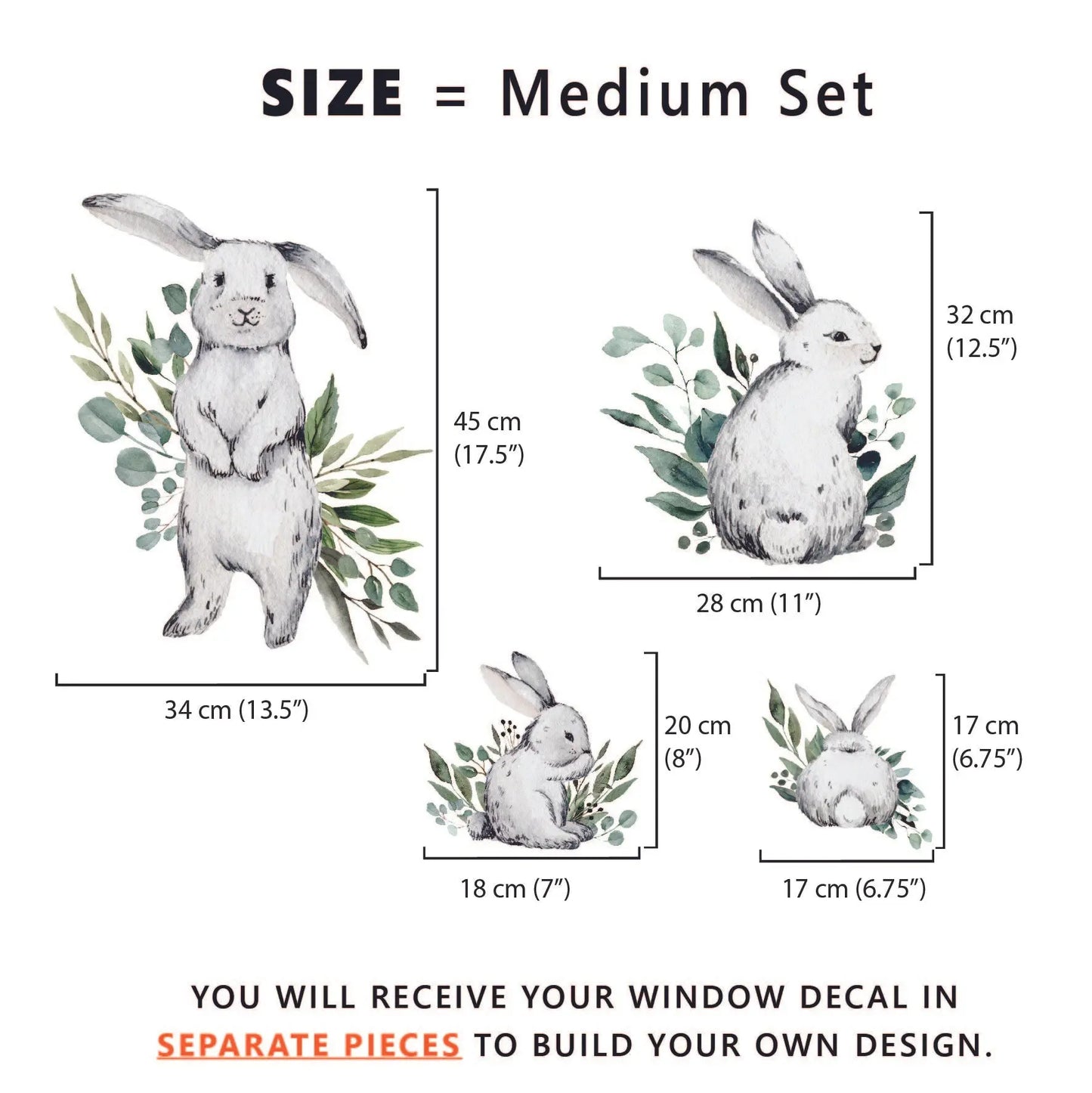 Decal 4x White Easter Bunny Rabbits Window Decals Dizzy Duck Designs