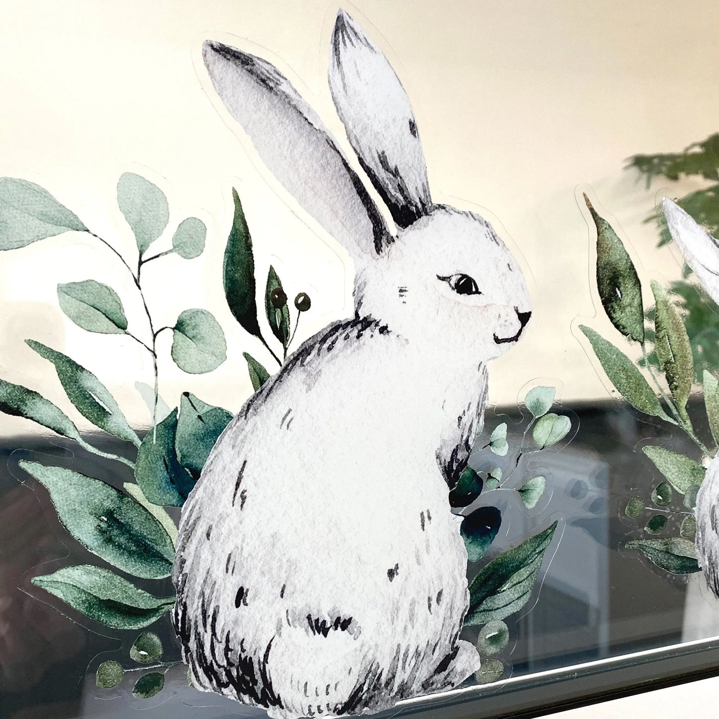 Decal 4x White Easter Bunny Rabbits Window Decals Dizzy Duck Designs