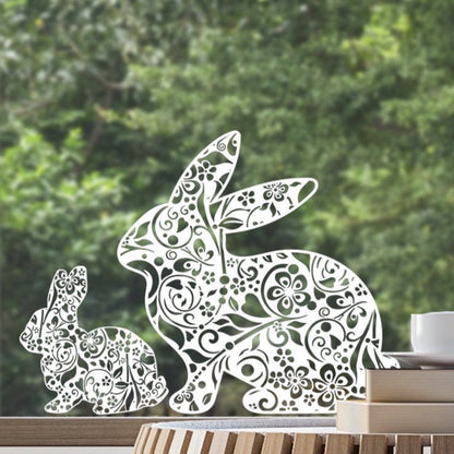 Decal 5 x Bunny Window Decals - Floral White Dizzy Duck Designs