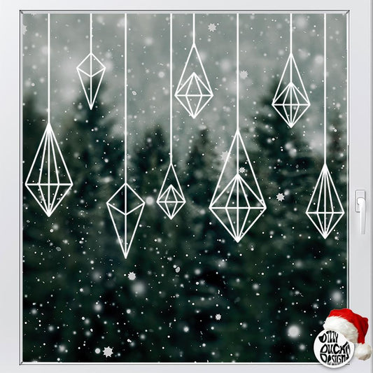 Decal 8 x Diamond Baubles Christmas Window Decals Dizzy Duck Designs