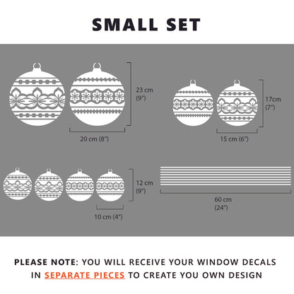 Decal 8 x Nordic Baubles Christmas Window Decals Dizzy Duck Designs