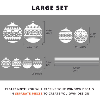 Decal 8 x Nordic Baubles Christmas Window Decals Dizzy Duck Designs