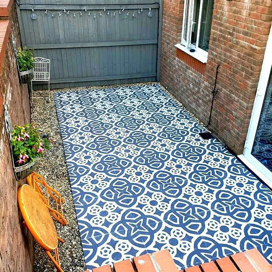 Almeria Patio Stencil - Square Slabs - Dizzy Duck Designs