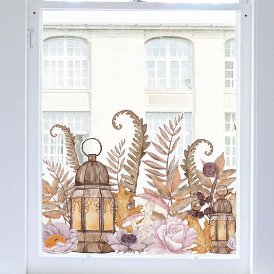 Privacy Window Autumn Flowers Frosted Window Privacy Border Dizzy Duck Designs