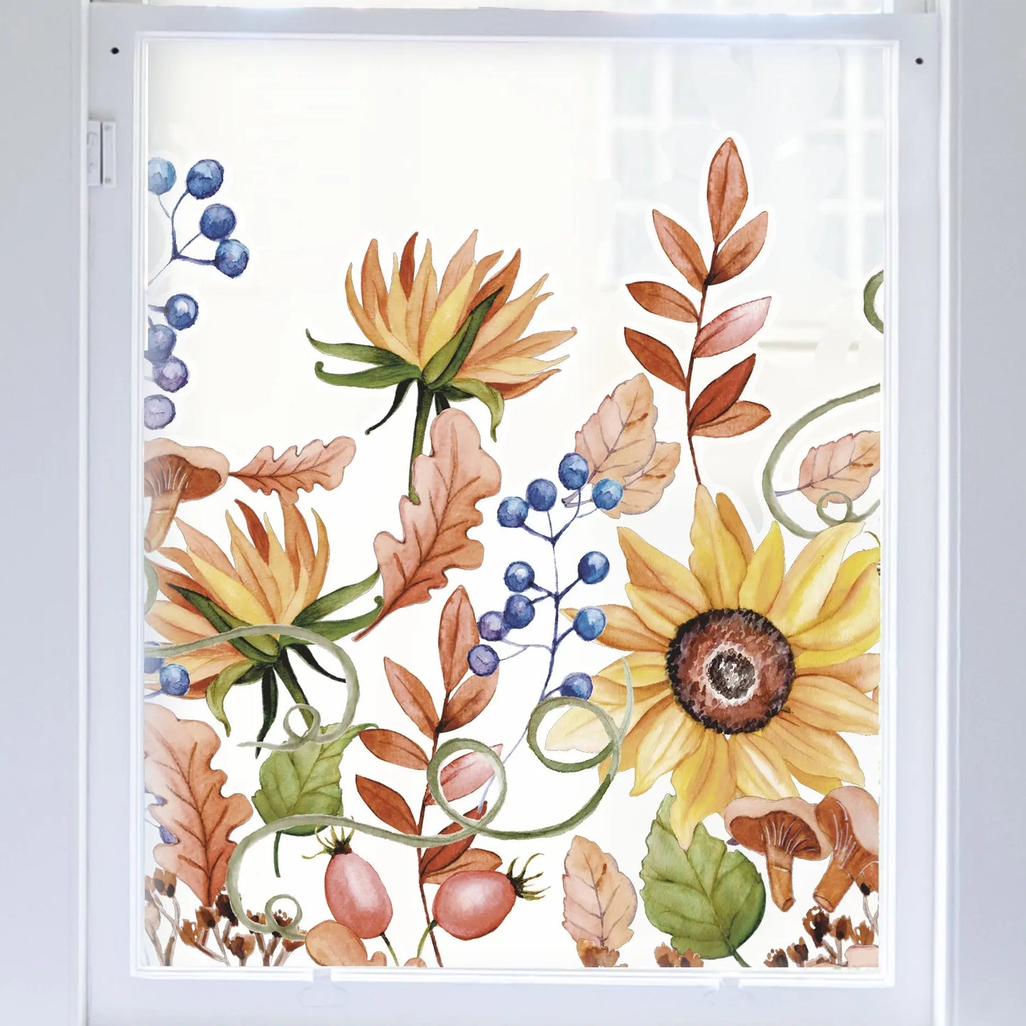 Privacy Window Autumn Sunflower Frosted Window Privacy Border Dizzy Duck Designs