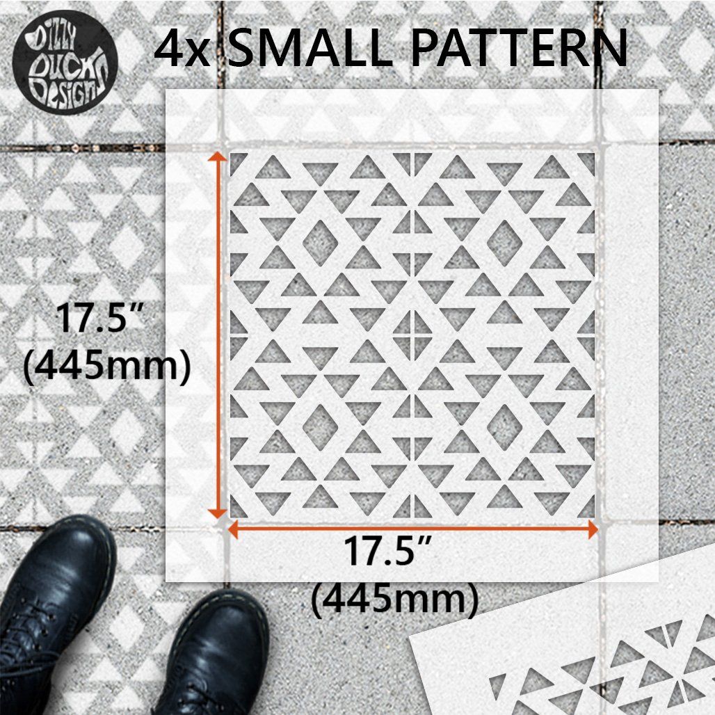 Patio Stencil for Affordable DIY Tile Effect 'Aztec' – Dizzy Duck Designs