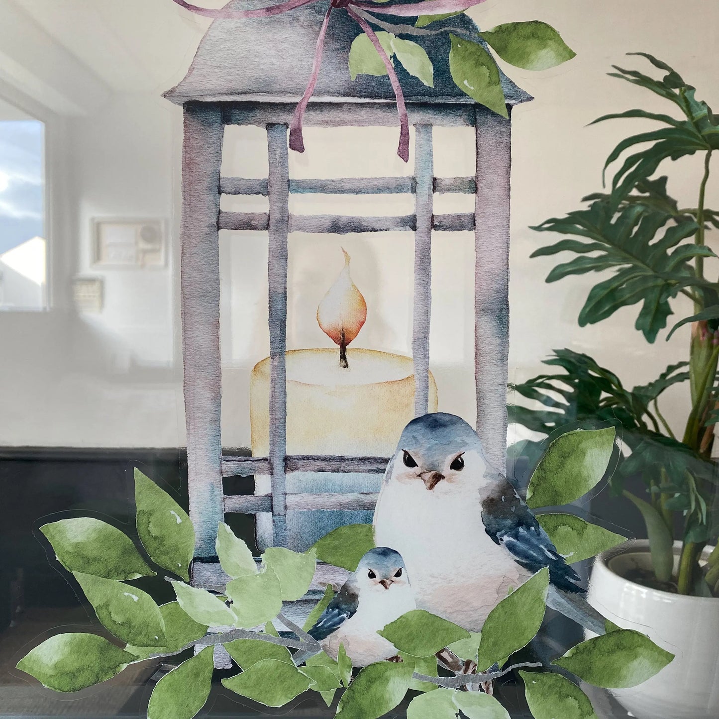 Decal Blue Birds Lantern Window Decal Dizzy Duck Designs