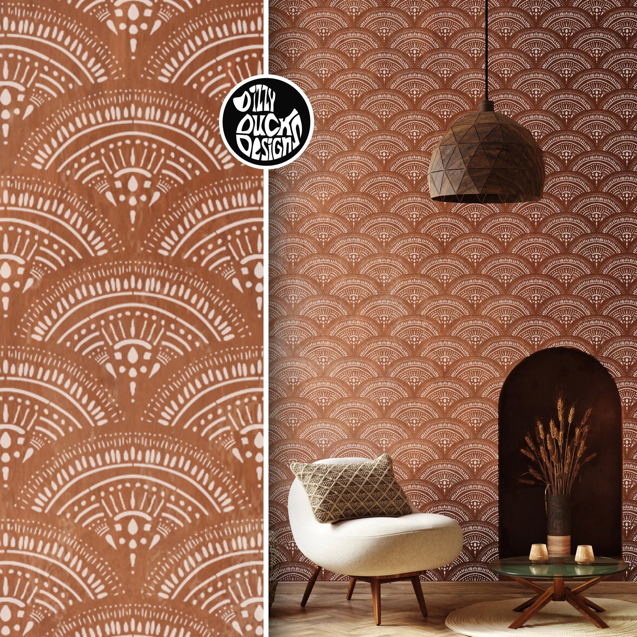 MASAYA Boho Fan Wall Stencil – Dizzy Duck Designs