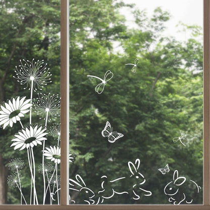 Decal Bunny Meadow Scene Window Decal Dizzy Duck Designs