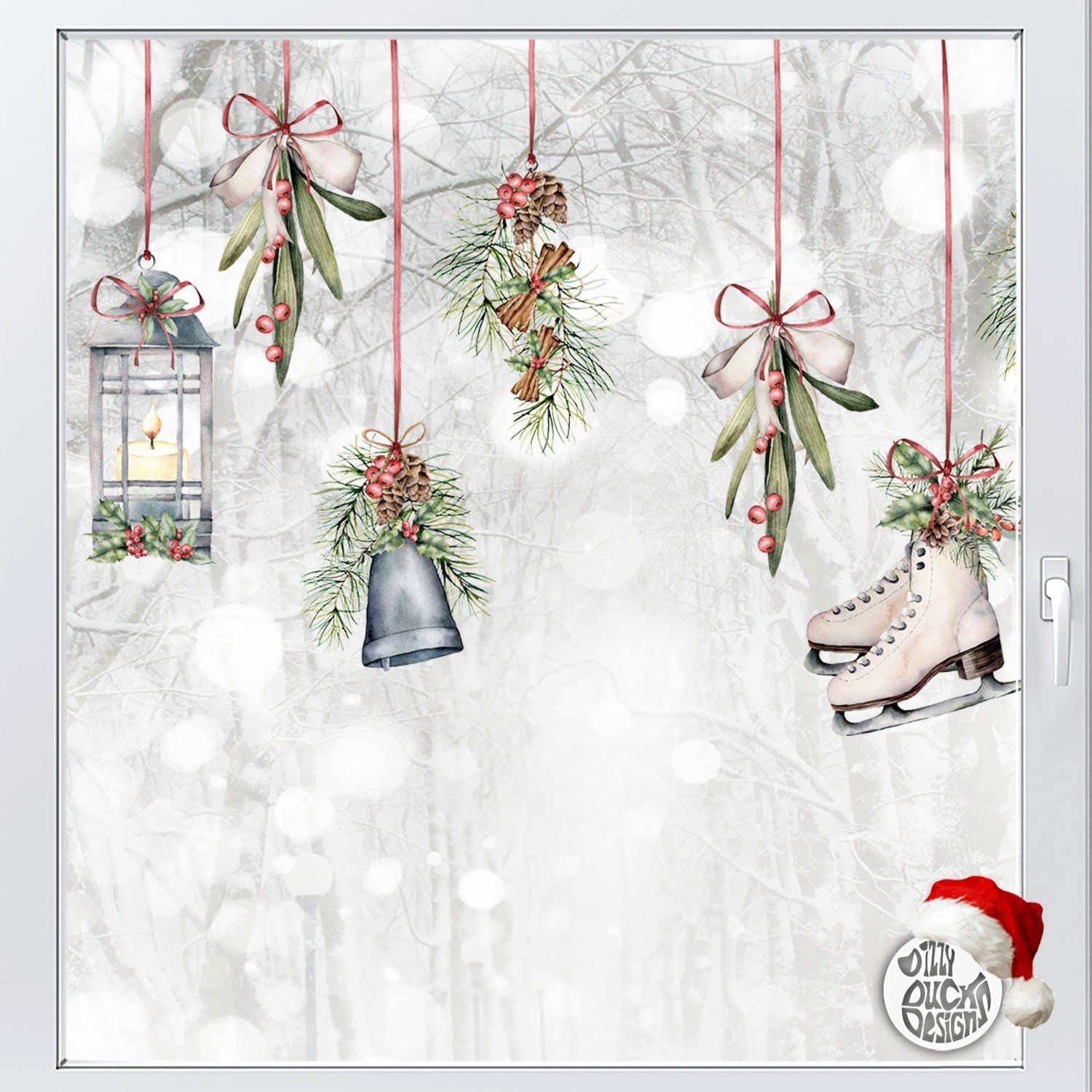 Decal Christmas Bauble Shop Window Decals - Red Dizzy Duck Designs
