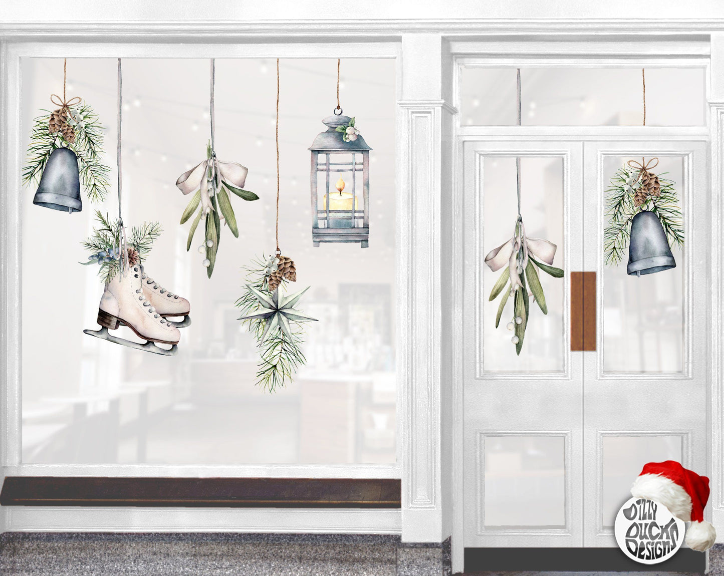 Decal Christmas Bauble Shop Window Decals - White Dizzy Duck Designs
