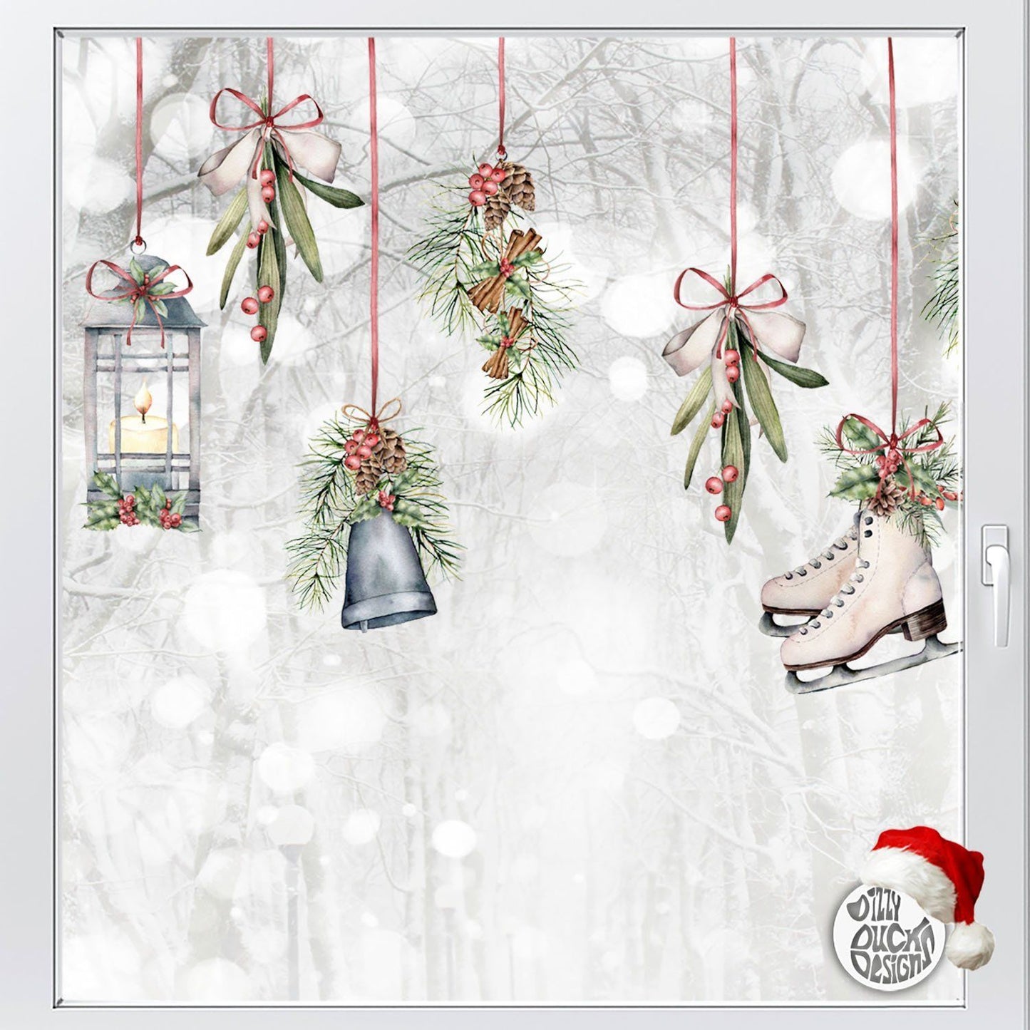 Decal Christmas Bauble Window Decals - Red Dizzy Duck Designs