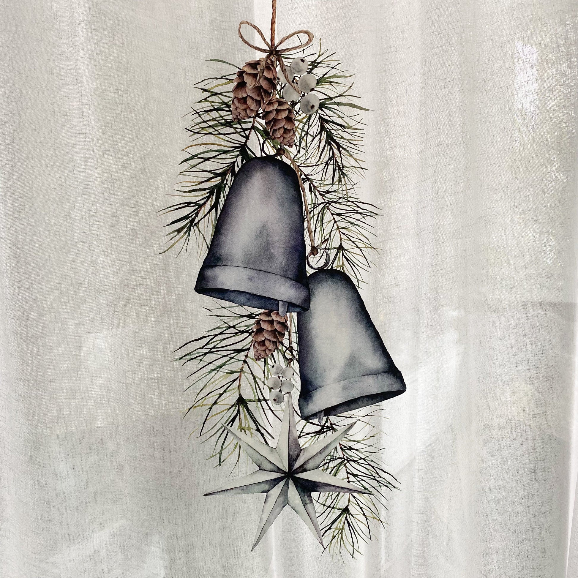 Decal Christmas Bells & Star Window Decal Dizzy Duck Designs