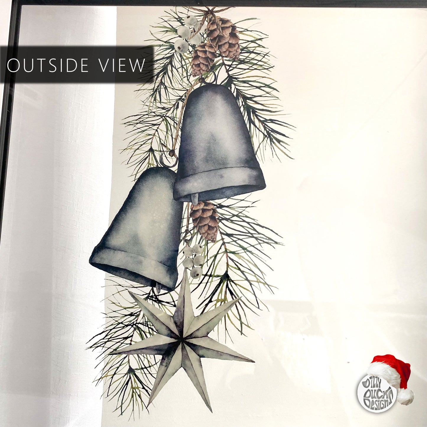 Decal Christmas Bells & Star Window Decal Dizzy Duck Designs