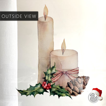 Decal Christmas Candle & Holly Window Decal Dizzy Duck Designs
