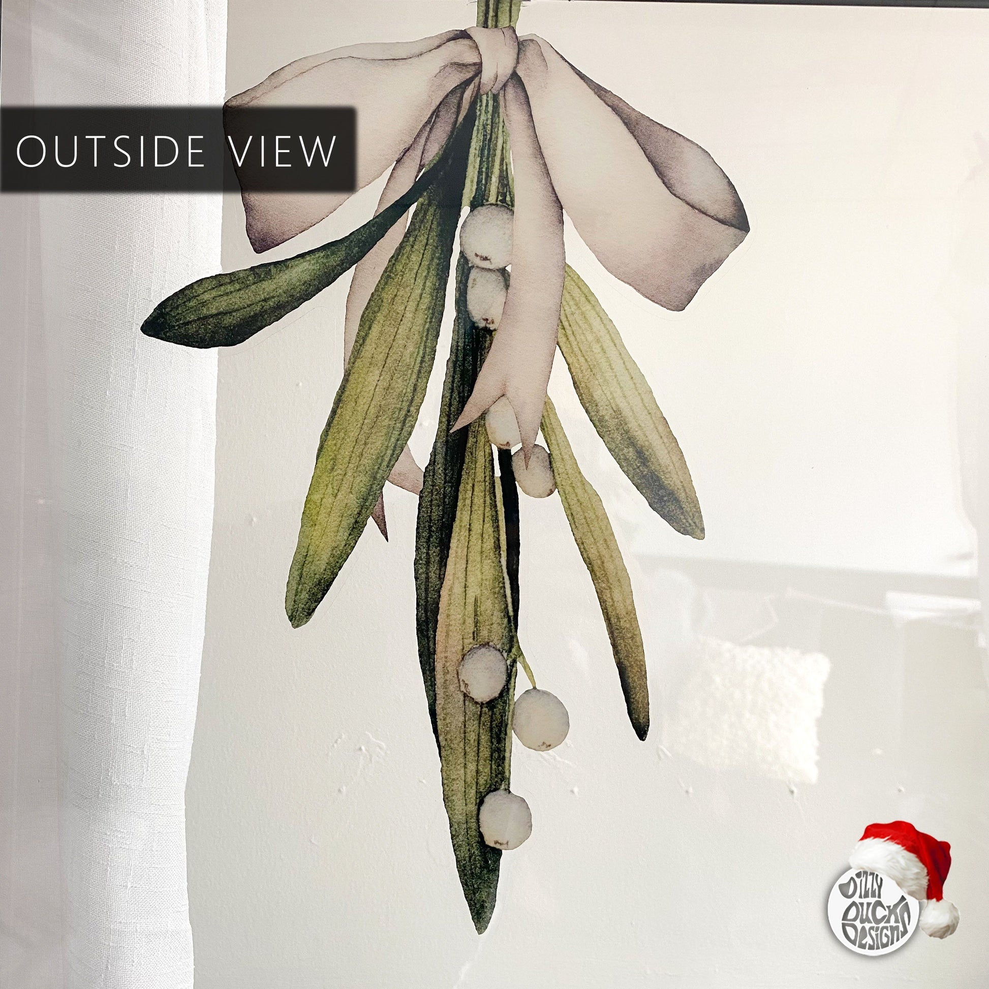 Decal Christmas Mistletoe & Bow Window Decal Dizzy Duck Designs