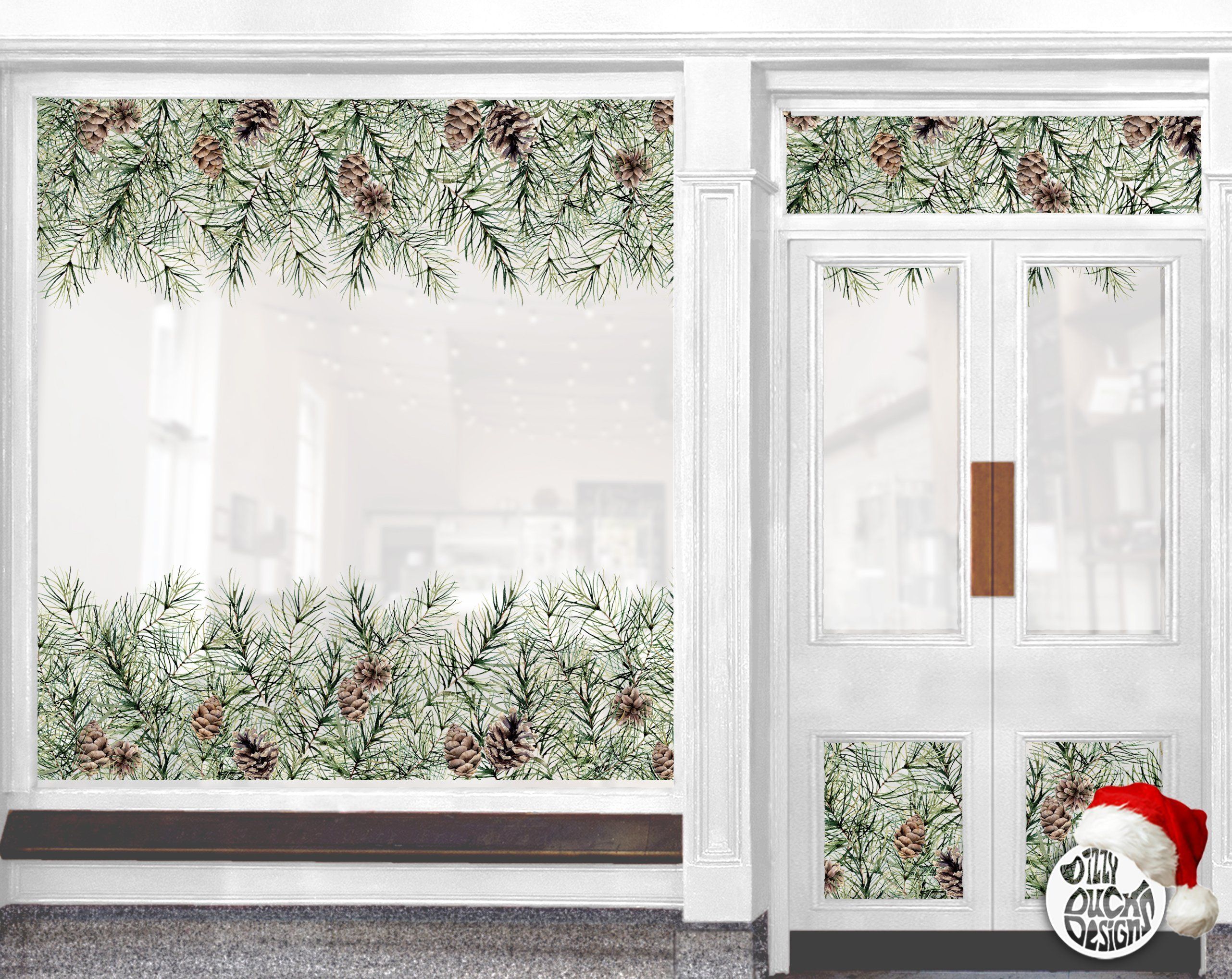 Holiday Border For Window Christmas Pine Cone Border Window Decal