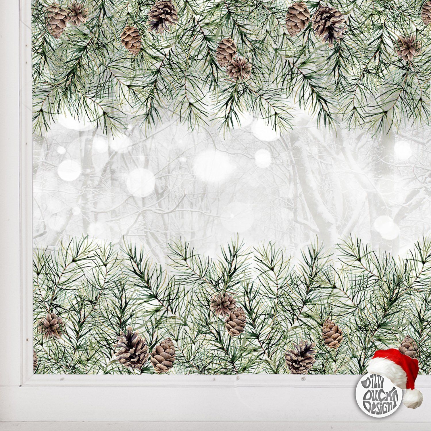 Decal Christmas Pine Cone Border Window Decal Dizzy Duck Designs