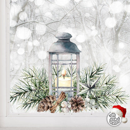 Decal Christmas Pine Lantern Window Decal Dizzy Duck Designs