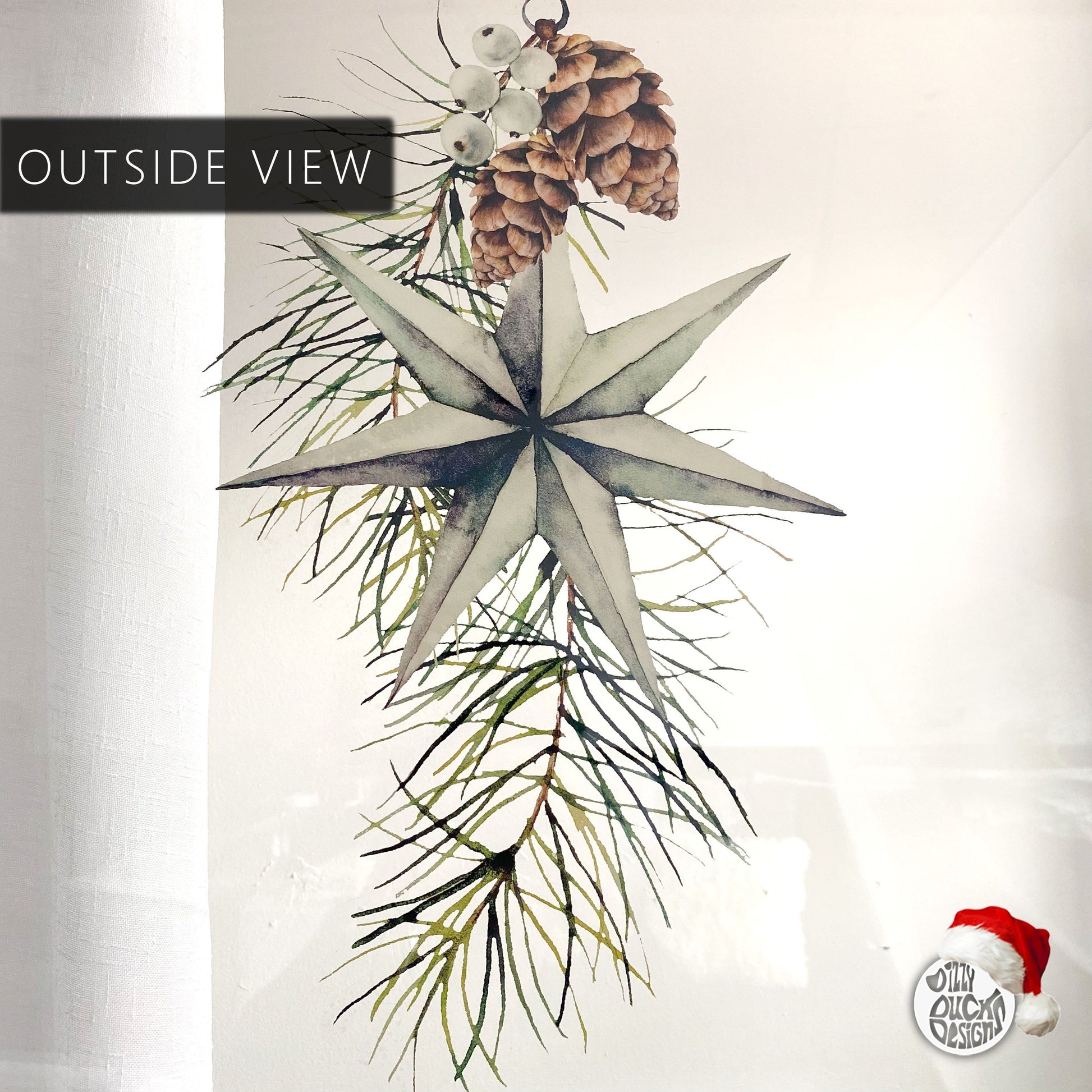 Decal Christmas Pine & Star Window Decal Dizzy Duck Designs
