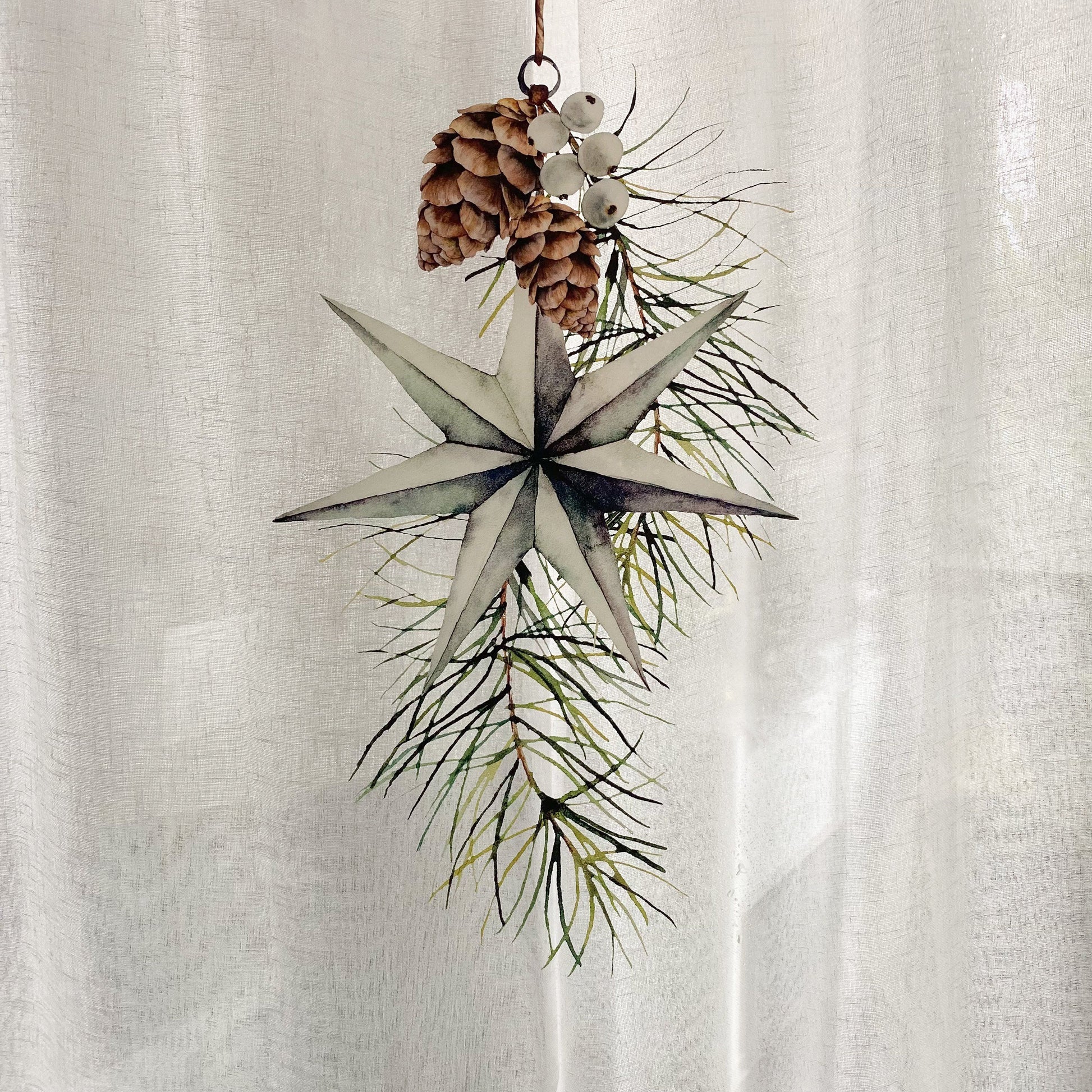Decal Christmas Pine & Star Window Decal Dizzy Duck Designs