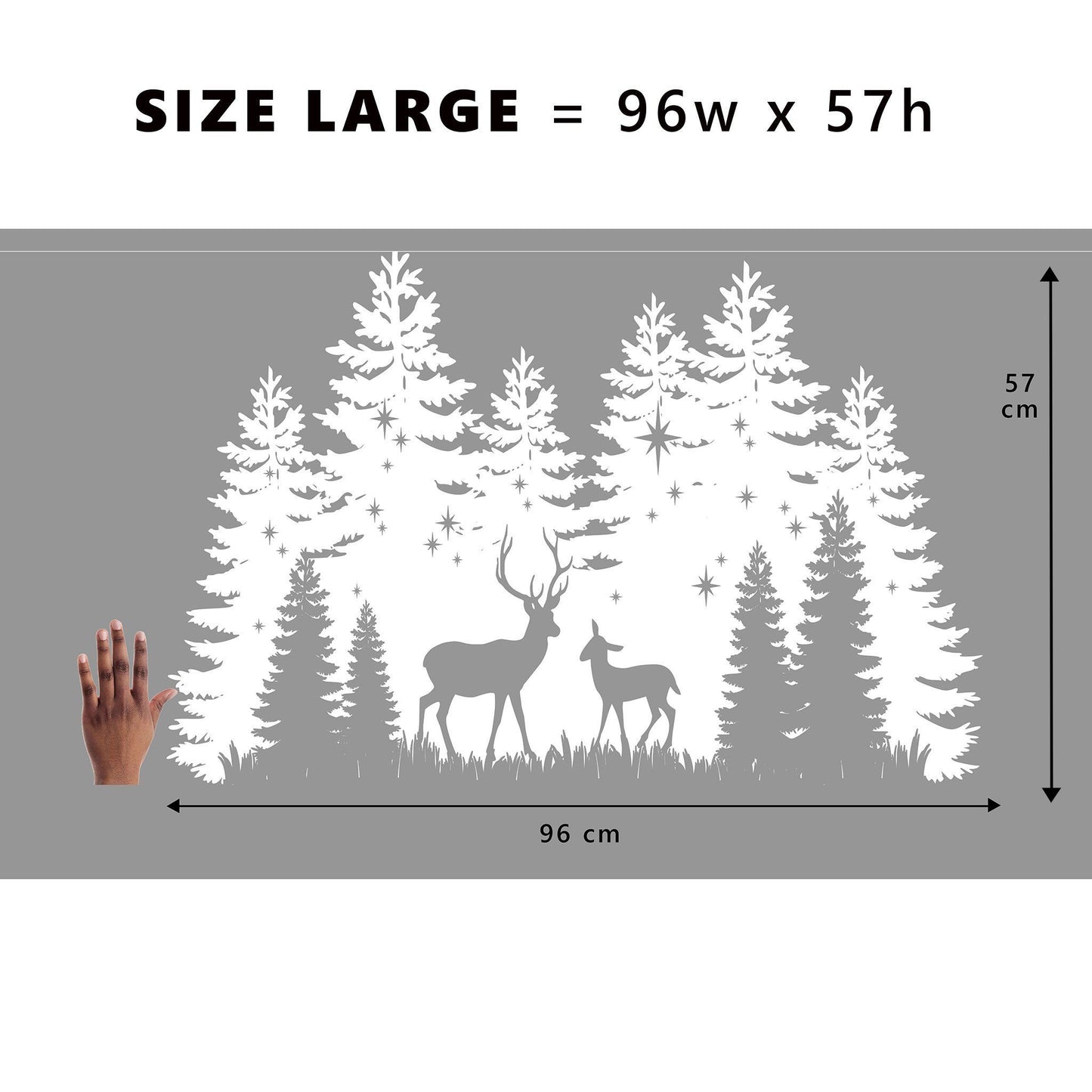 Decal Christmas Trees & Stag Window Decal - White Dizzy Duck Designs
