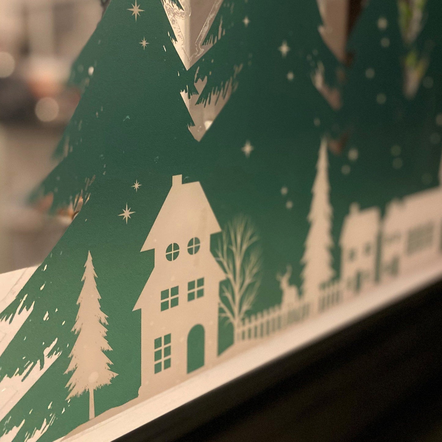Decal Christmas Trees & Village Window Decal - Green Dizzy Duck Designs