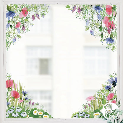 Decal Copy of 2x Spring Watercolour Easter Rabbit Window Decal Corners Dizzy Duck Designs