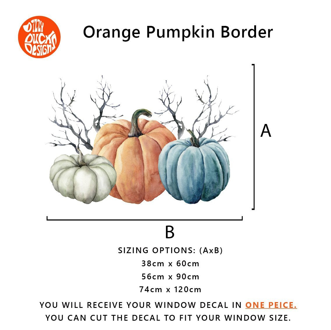 Decal Copy of Orange Pumpkin Crow Border Dizzy Duck Designs