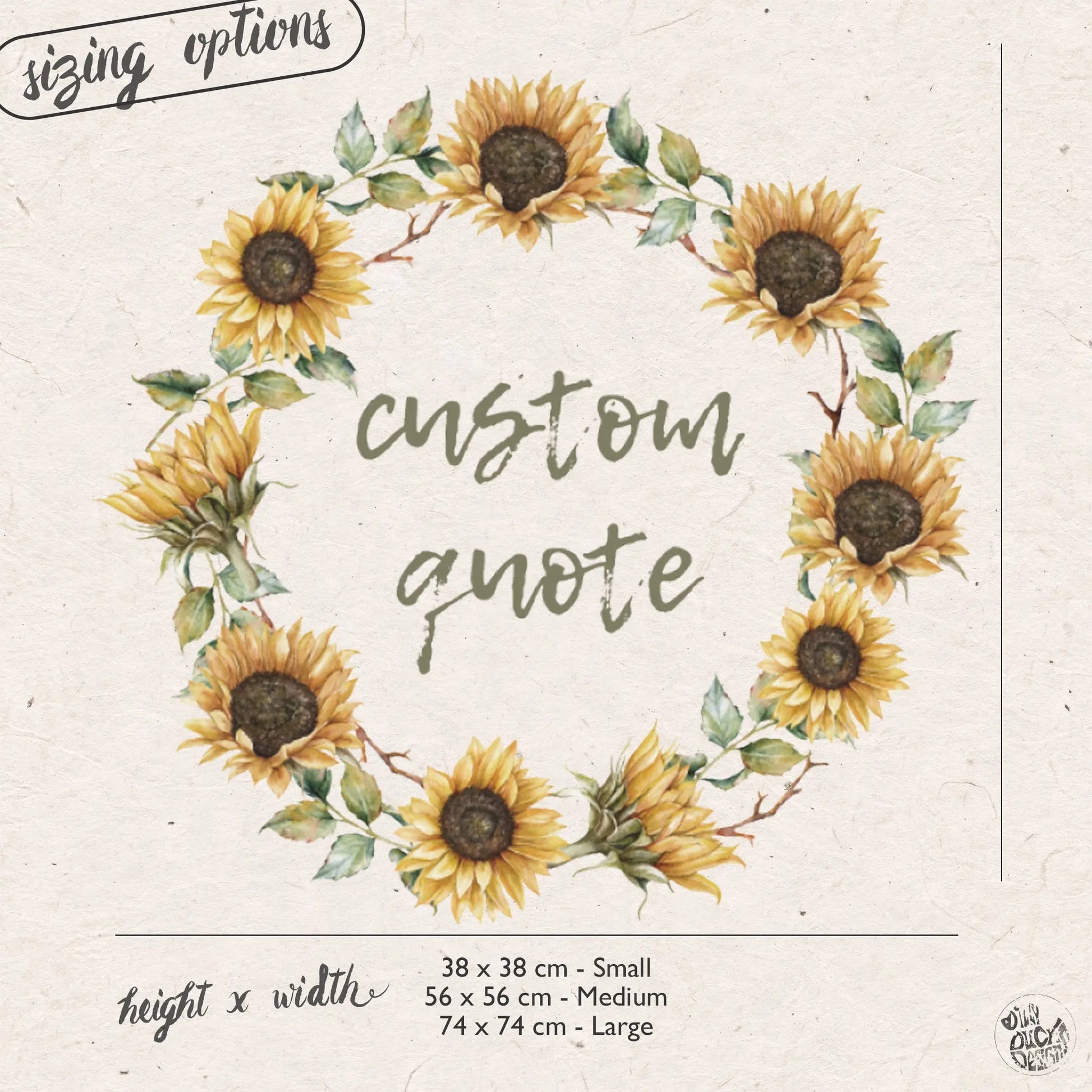 Decal Custom Quote Sunflower Wreath Dizzy Duck Designs