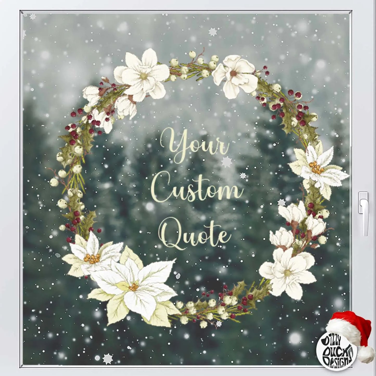 Decal Custom Quote Winter Holly Wreath Dizzy Duck Designs